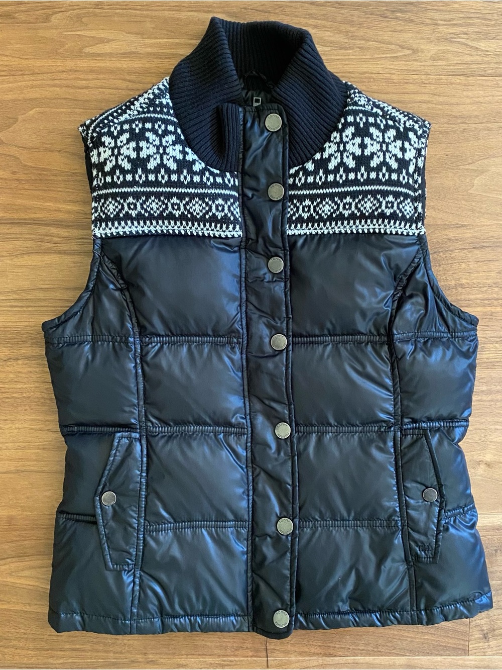 Tommy Hilfiger Black Puffer Vest Fair Isle Medium